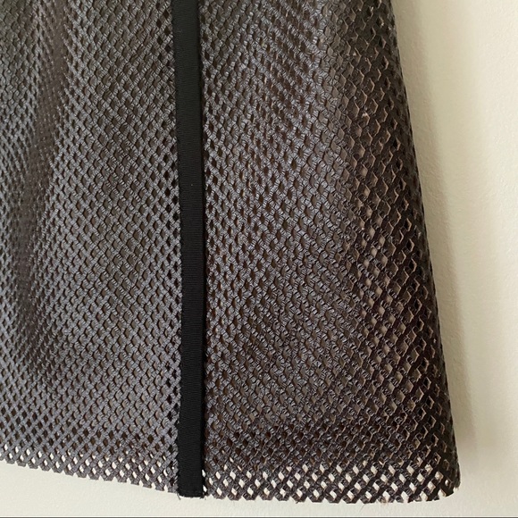 Sachin + Babi Laser Cut Crosshatch Leather A Line Skirt Brown Black size 0 - Picture 3 of 10